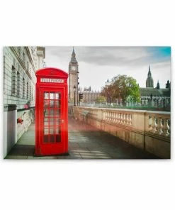 Leinwandbild TELEFONZELLE - Rot - 90 X 60 Cm