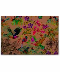 Leinwandbild VÖGEL - Orange-lila-gelb - 90 X 60 Cm