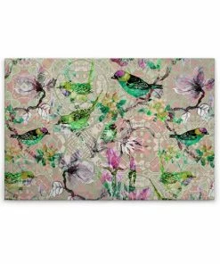 Leinwandbild VÖGEL - Rosa-grün - 90 X 60 Cm