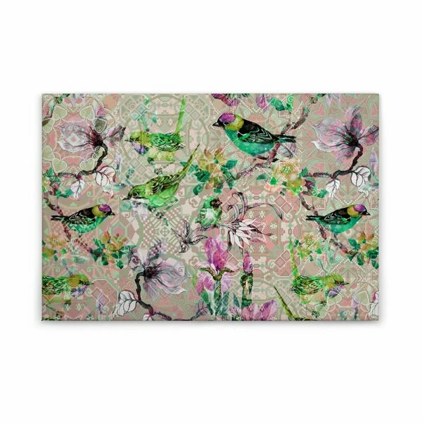 Leinwandbild VÖGEL - Rosa-grün - 90 X 60 Cm 1 Leinwandbild VÖGEL - Rosa-grün - 90 X 60 Cm