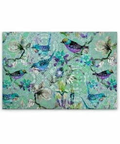 Leinwandbild BUNTE VÖGEL - Blau-lila - 90 X 60 Cm