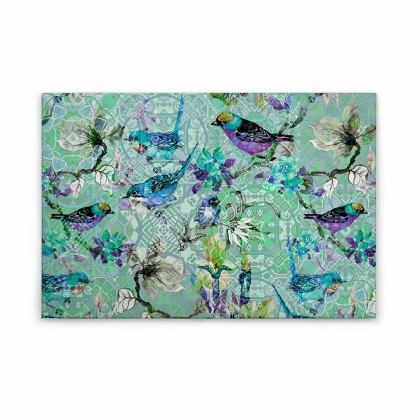 Leinwandbild BUNTE VĂ–GEL - Blau-lila - 90 X 60 Cm