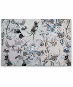 Leinwandbild BUNTE VÖGEL - Grau-weiß - 90 X 60 Cm