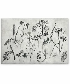 Leinwandbild WILDBLUMENWIESE - Grau-schwarz - 90 X 60 Cm