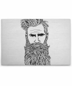 Leinwandbild MANN MIT BART - Schwarz-weiß - 90 X 60 Cm