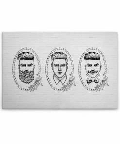 Leinwandbild DREI MÄNNER - Schwarz-weiß - 90 X 60 Cm