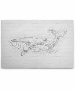 Leinwandbild WAL - Grau-weiß - 90 X 60 Cm