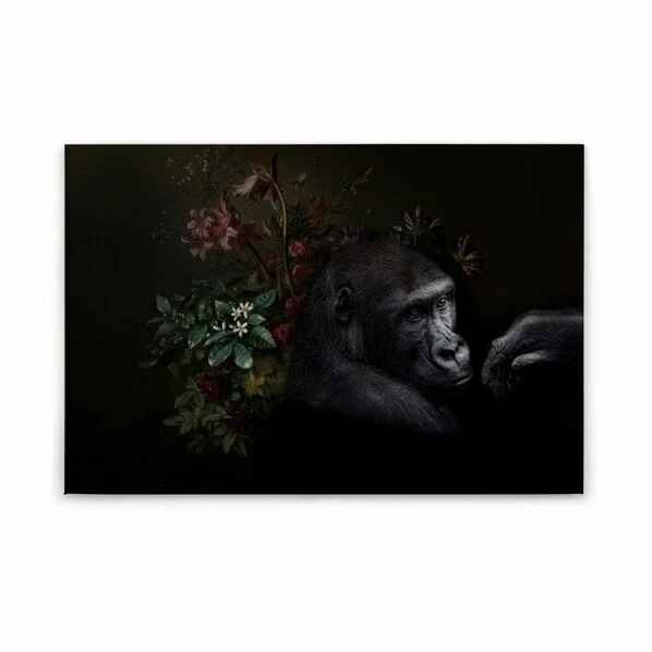 Leinwandbild GORILLA - Schwarz-grau - 90 X 60 Cm