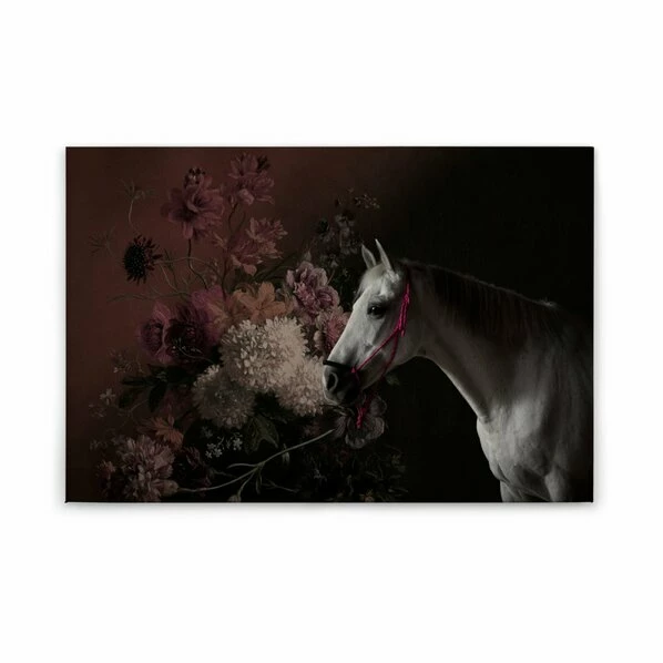 Leinwandbild PFERD - Schwarz-rot - 90 X 60 Cm