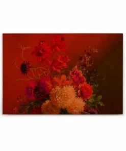 Leinwandbild BLUMEN-BOUQUET - Rot-orange - 90 X 60 Cm