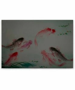 Leinwandbild KOI - Grau-rot - 90 X 60 Cm