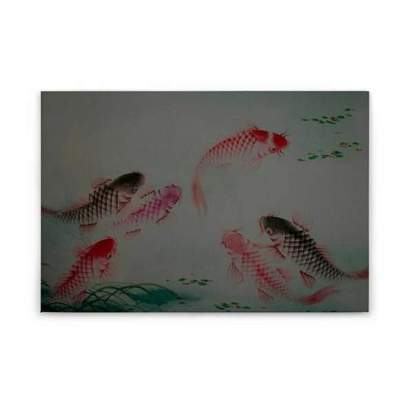 Leinwandbild KOI - Grau-rot - 90 X 60 Cm