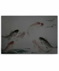 Leinwandbild KOI - Grau-braun - 90 X 60 Cm