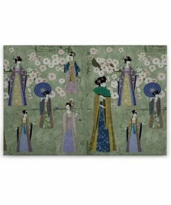 Leinwandbild KIMONO - Grün-blau - 90 X 60 Cm