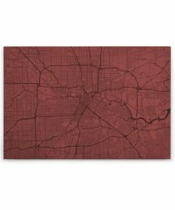Leinwandbild STADTPLAN - Rot-schwarz - 90 X 60 Cm