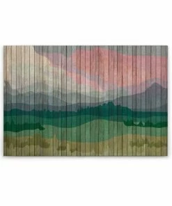 Leinwandbild BERGE - Bunt-grün - 90 X 60 Cm