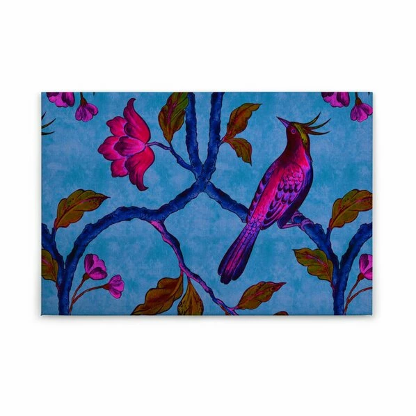 Leinwandbild PARADIESVÖGEL - Blau - 90 X 60 Cm