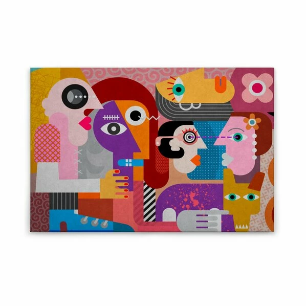 Leinwandbild PAARE - Pink-gelb - 90 X 60 Cm