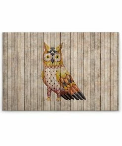 Leinwandbild EULE - Braun-gelb - 90 X 60 Cm