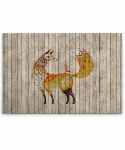 Leinwandbild FUCHS - Braun-gelb - 90 X 60 Cm