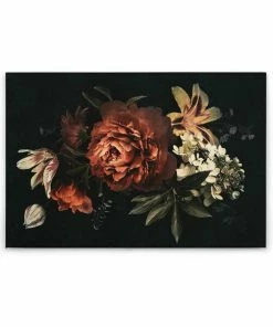 Leinwandbild BLÜTEN - Rot-schwarz - 90 X 60 Cm