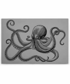 Leinwandbild KRAKE - Grau-schwarz - 90 X 60 Cm