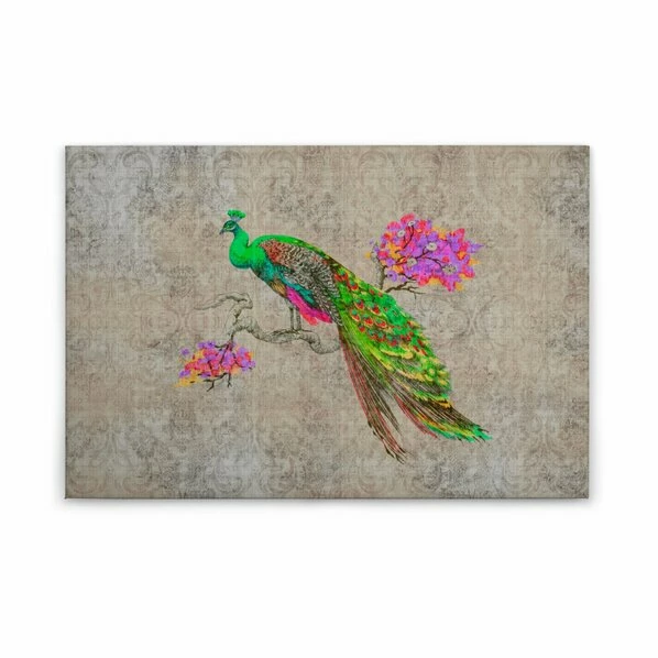 Leinwandbild PFAU - Grün-pink - 90 X 60 Cm