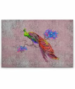 Leinwandbild PFAU - Rosa-rot - 90 X 60 Cm