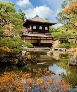 Leinwandbild JAPANISCHER TEMPEL - Grün-braun - 70 X 50 Cm