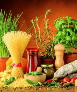 Leinwandbild ITALIENISCHE KÜCHE - Orange - 70 X 50 Cm