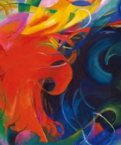 Leinwandbild FARBWIRBEL - Blau-orange - 70 X 50 Cm