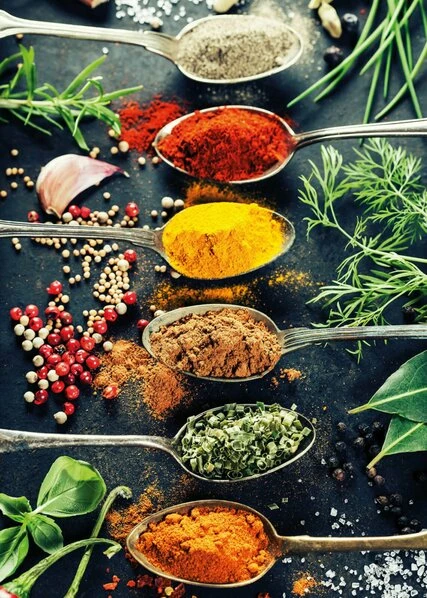 Leinwandbild GEWÜRZE - Schwarz-bunt - 50 X 70 Cm