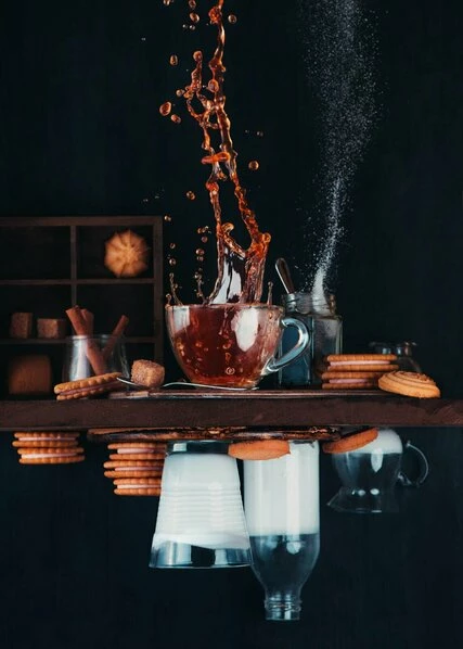 Leinwandbild VERKEHRT HERUM - Schwarz-orange - 50 X 70 Cm