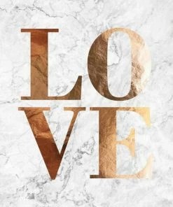 Leinwandbild LOVE - Weiß-gold - 50 X 70 Cm