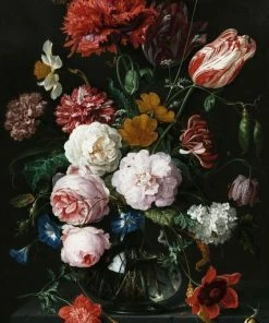 Leinwandbild BLUMEN IN DER VASE - Schwarz-bunt - 50 X 70 Cm