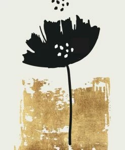 Leinwandbild SCHWARZE BLUME - Schwarz-gold - 50 X 70 Cm