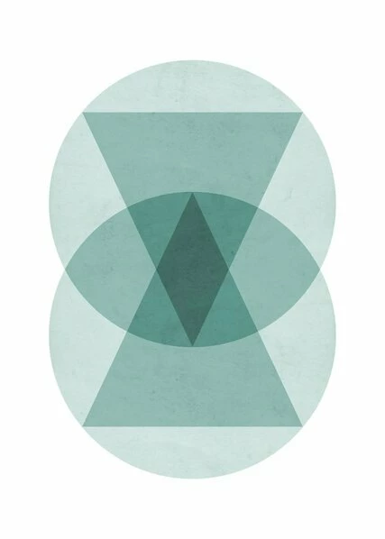 Leinwandbild KREISE UND DREIECKE - Blau - 50 X 70 Cm