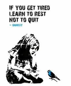 Leinwandbild IF YOU GET TIRED - Schwarz-blau - 50 X 70 Cm