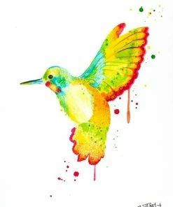 Leinwandbild BUNTER KOLIBRI - Gelb-orange - 50 X 70 Cm