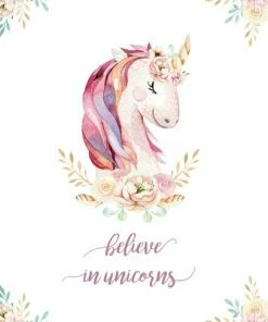 Leinwandbild BELIEVE IN UNICORNS - Weiß-pink - 50 X 70 Cm
