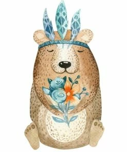 Leinwandbild GLÜCKLICHER BÄR - Braun-blau - 50 X 70 Cm