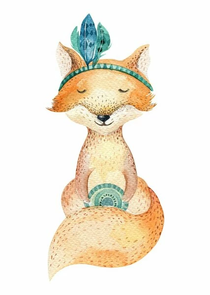 Leinwandbild GLÜCKLICHER FUCHS - Braun-blau - 50 X 70 Cm