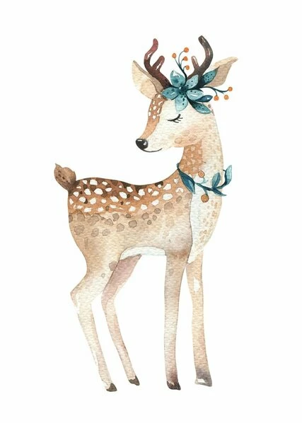 Leinwandbild REHKITZ - Braun-blau - 50 X 70 Cm