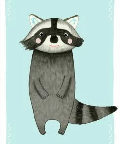 Leinwandbild WASCHBÄR - Blau-grau - 50 X 70 Cm