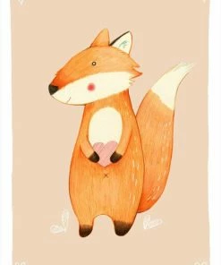 Leinwandbild HERZIGER FUCHS - Braun - 50 X 70 Cm