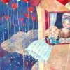 Leinwandbild FRAU HOLLE - Blau-rot - 50 X 70 Cm