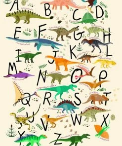 Leinwandbild DINO-ALPHABET - Schwarz-bunt - 50 X 70 Cm