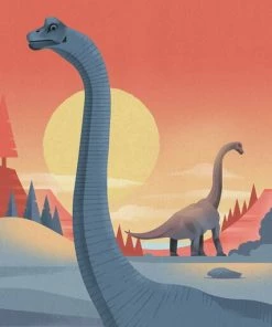 Leinwandbild BRACHIOSAURUS - Rot-blau - 50 X 70 Cm