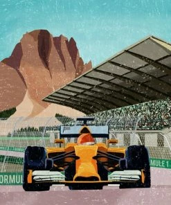 Leinwandbild RENNAUTO - Blau-gelb - 50 X 70 Cm