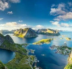 Leinwandbild NORWEGEN - Blau-grün - 100 X 40 Cm